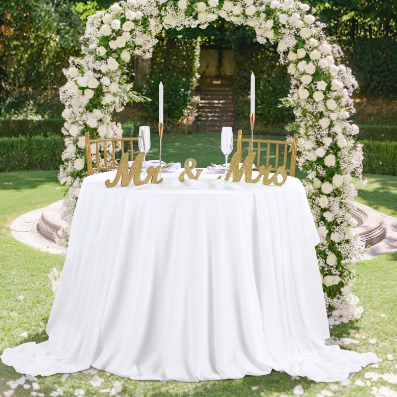 SoarDream White Chiffon Table Runner 2 Packs 27x120 Inches Romantic Rustic Wedding Table Runner 10ft Long Table Runners for Bridal Shower Decorations - Image 5